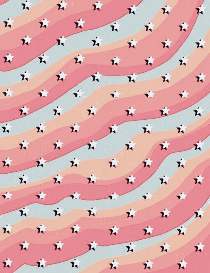 an abstract pattern with stars on pink and blue waves