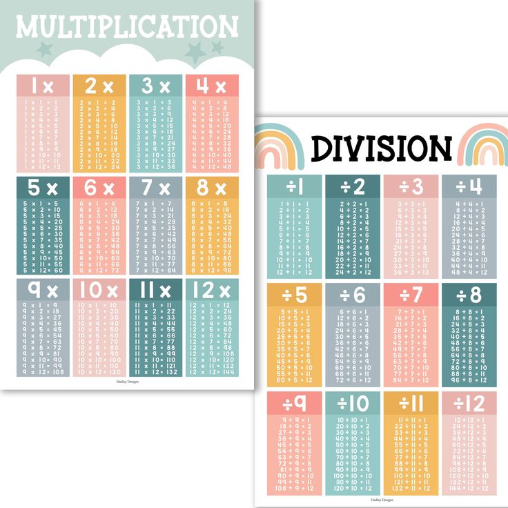 two printable calendars with numbers and rainbows on the front, one is multicolor