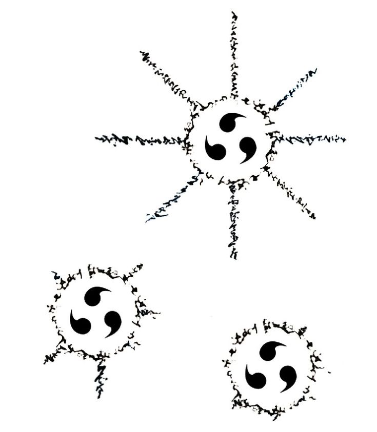 three black and white circles with yin symbols on them, all in the same pattern