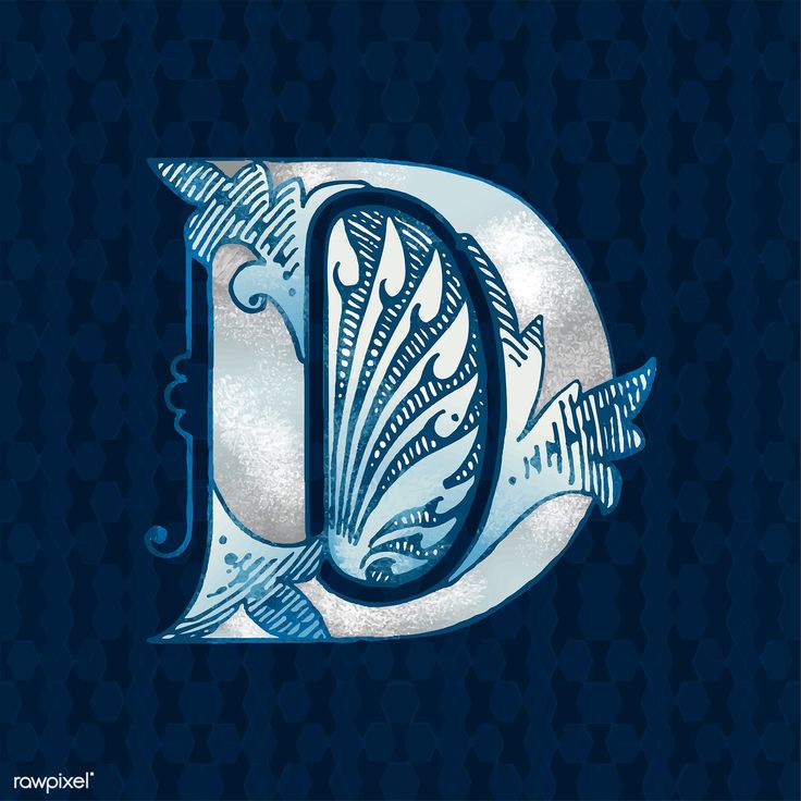 the letter d is made up of fish and waves