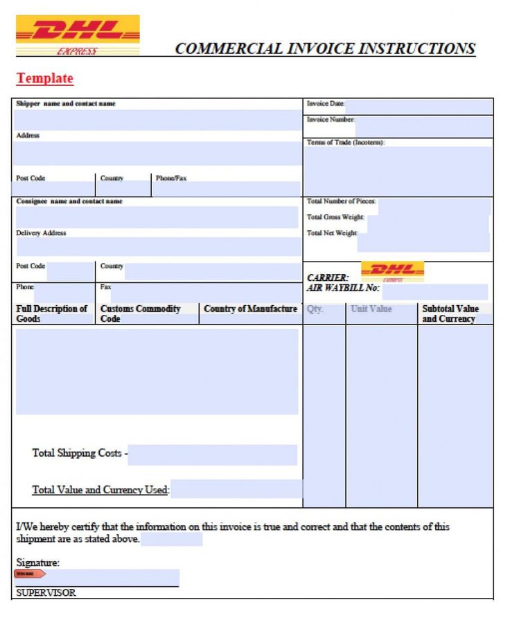 an invoice form is shown with the words commercial invoice instructions on it