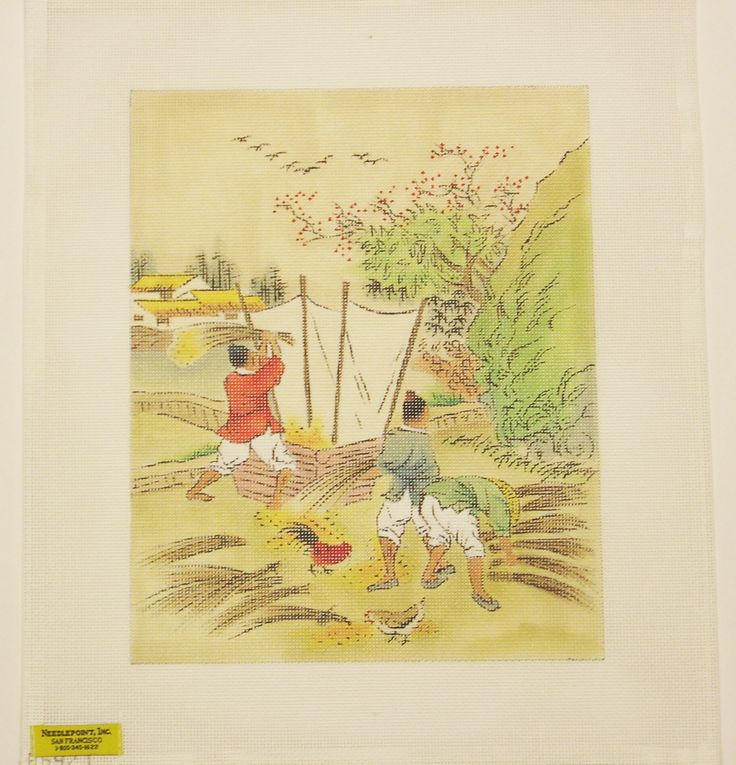 an image of two children playing in the water with a boat and birds flying overhead