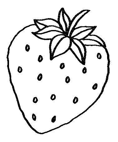 a black and white drawing of a strawberry