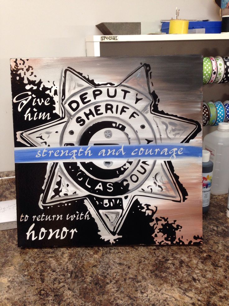 an acrylic painting with the words deputty sheriff on it