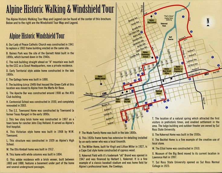 an old map shows the route for alpine historic walking and whistled tour