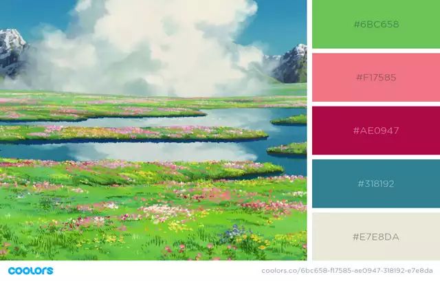 Color palettes from Studio Ghibli films - Imgur | Movie color palette ...