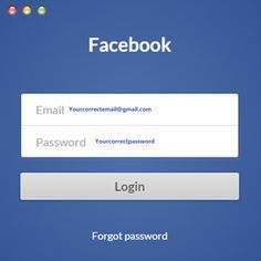 the login screen for facebook