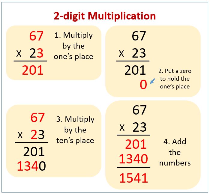 how to multiply 2-digit numbers by 2-digit numbers, examples and step ...