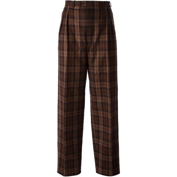 Yves Saint Laurent Vintage checked trousers (491 CAD) ❤ liked on Polyvore featuring pants, bottoms, trousers, brown, checkered pants, pleated trousers, vintage wool pants, wool pants and wide-leg pants Vintage Wide Leg Pants, Checked Pants, Moodboard Pngs, Saint Laurent Vintage, Png Clothes, Checkered Pants, Outfit Png, Checked Trousers, Pants Vintage