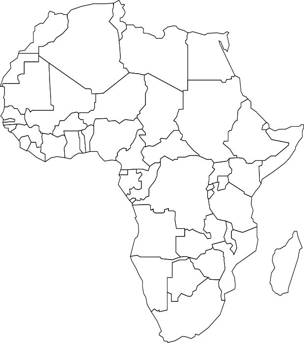 the africa map is shown in black and white