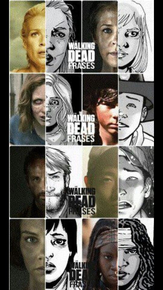 the walking dead characters are depicted in this collage, which includes many different faces