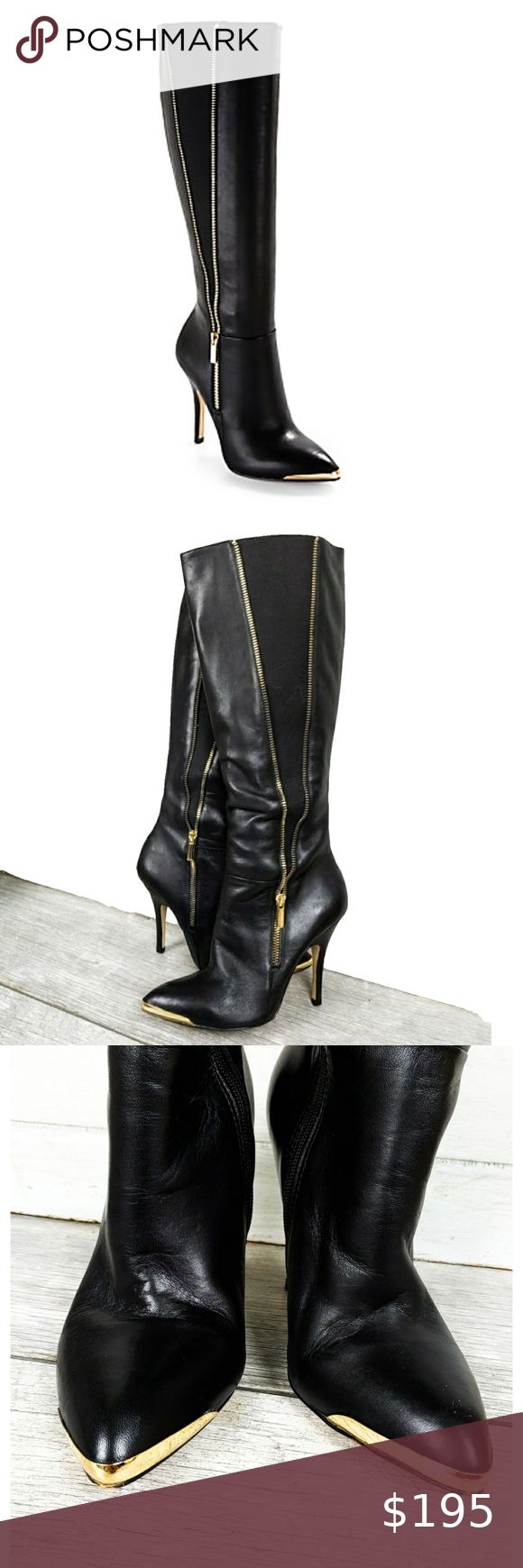 Spotted while shopping on Poshmark: Saks Fifth Ave 8.5 Red Black Leather Gold Zip Boot! #poshmark #fashion #shopping #style #Saks Fifth Avenue #Shoes Lace Knee High Boots, Leather Heel Boots, Black Block Heel Boots, Brown Knee Boots, Black Patent Leather Boots, Blue Suede Boots, Brown Leather Riding Boots, Soft Leather Boots, Leather Knee Boots