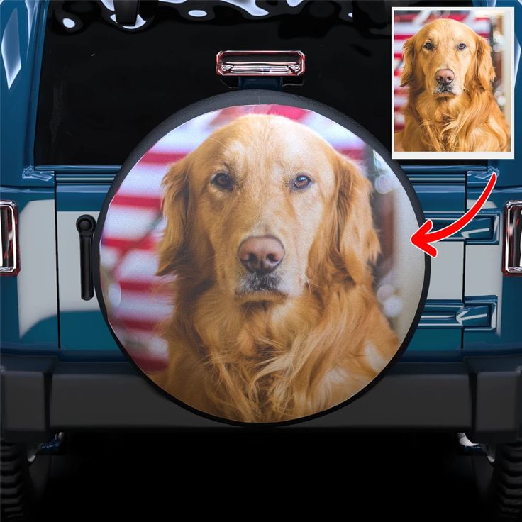 a close up of a vehicle with a dog on it