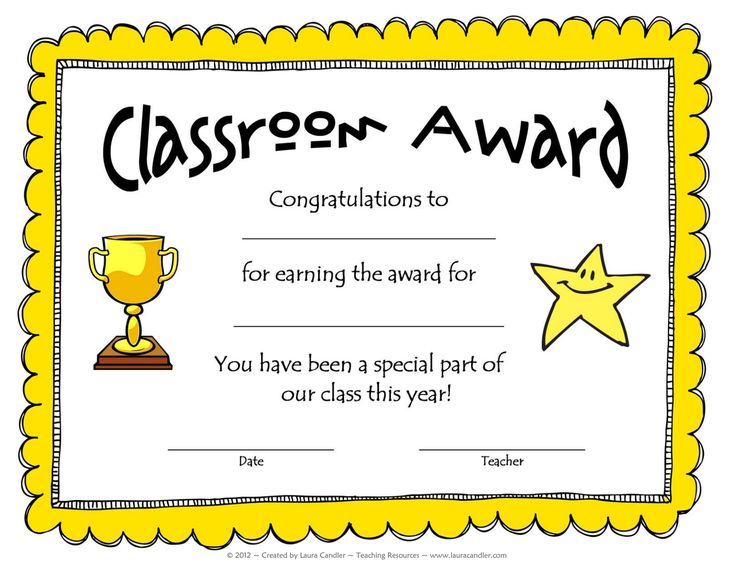 an award certificate with a cup and star on the front, it is written in black ink