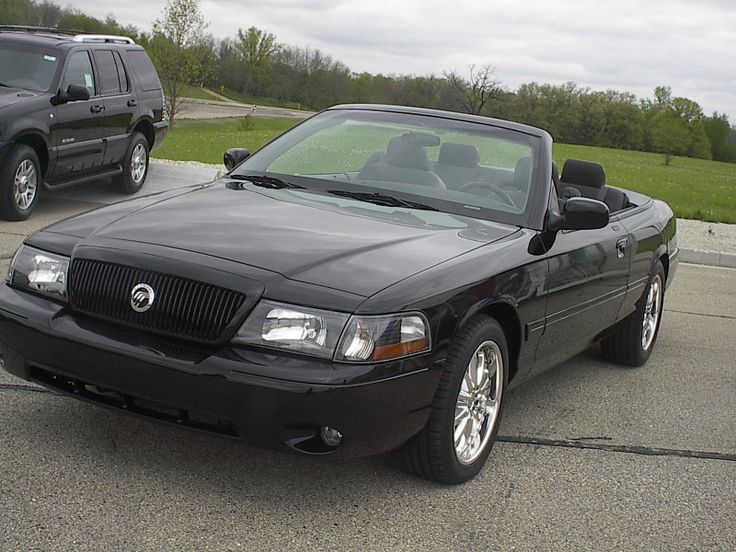 a black convertible car parked in a parking lot