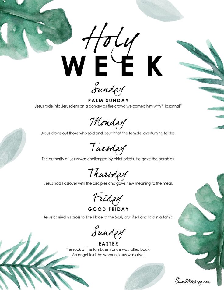 a menu with watercolor leaves and the words happy week written in black on it