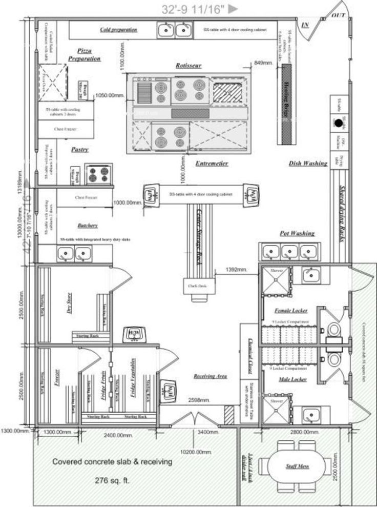 the floor plan for a kitchen and living room