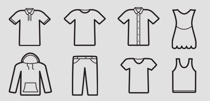 men's clothing line art icon set with long sleeve shirt, pants and hoodie