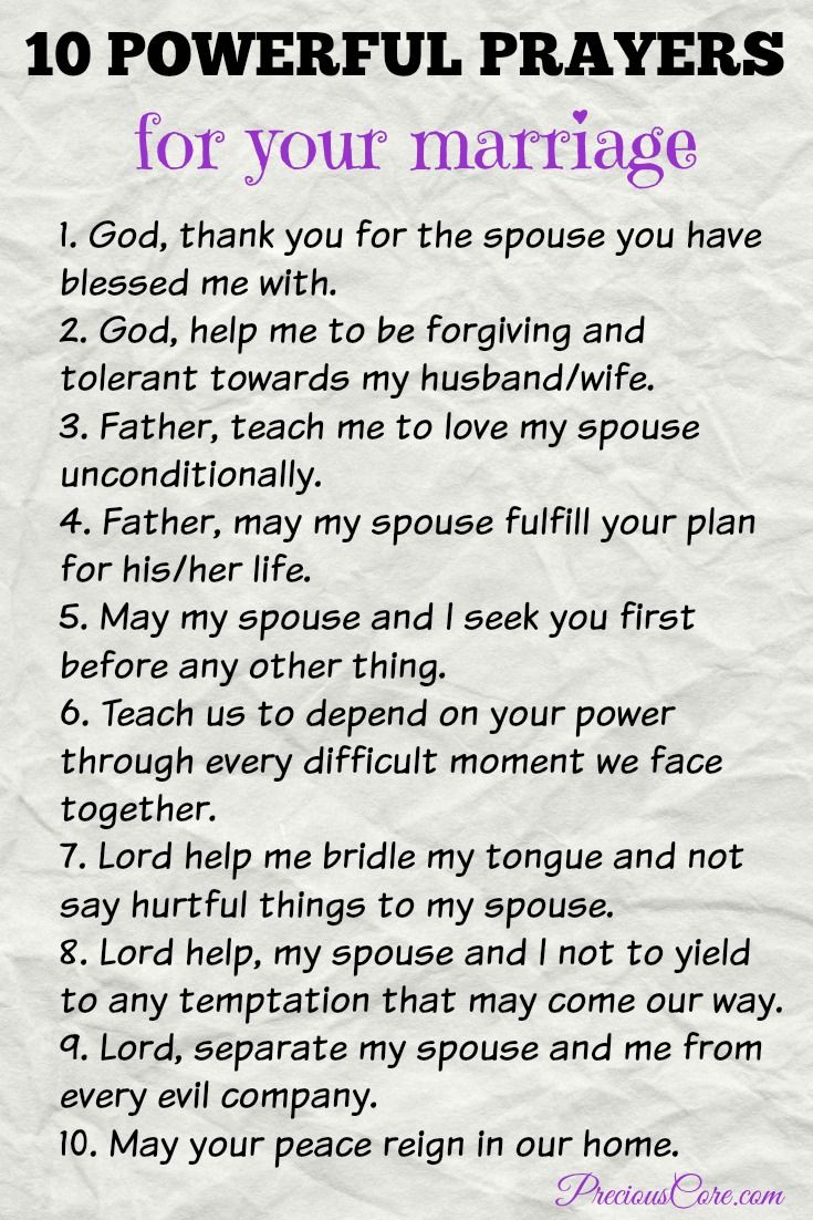 the ten powerful prayers for your marriage, written in purple ink on white paper