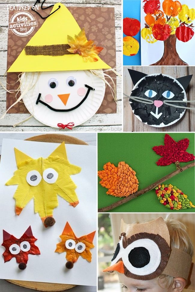 paper plate crafts for kids to make with leaves, pumpkins and other fall items