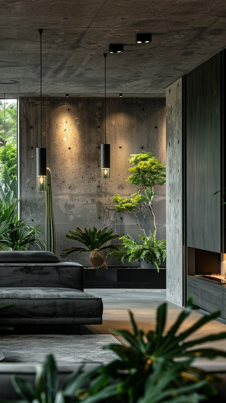 On Day 5 of our 15-day Trendy Material challenge, we feature Concrete Effect Wallpaper, perfect for industrial interior design. This wallpaper captures the raw, edgy beauty of concrete, adding a modern touch to any space. It pairs well with metal, wood, and exposed brick, ideal for feature walls. Easy to install and maintain, it offers a versatile, stylish transformation. Join us for the rest of the challenge to explore more trendy materials!
Home Decor, Home Transformation, Garden, Photography Concrete Wall Restaurant, Industrial Grey Wall, Industrial Interior With Plants, Industrial Nature Decor, Concrete Apartment Decor, Exposed Wall Interior, Modern Brutalist Interior Design, Concrete Home Decor Ideas, Cement Walls Interior