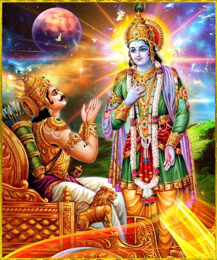 Bhagavad Gita- Lord Krishna reveals His Visvaswarupa form to Arjuna. The Mahabharata, Radha Krishna Wallpaper, Lord Vishnu Wallpapers, Lord Krishna Wallpapers, Radha Krishna Pictures, Radha Krishna Art, Lord Vishnu, Krishna Pictures, Bhagavad Gita