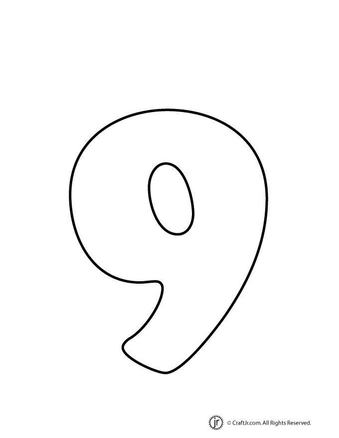 the letter 9 is outlined in black and white, with an uppercase g at the bottom