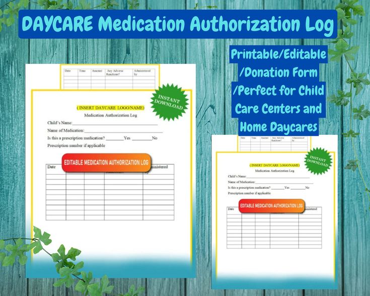 two worksheets with the words day care medication information log