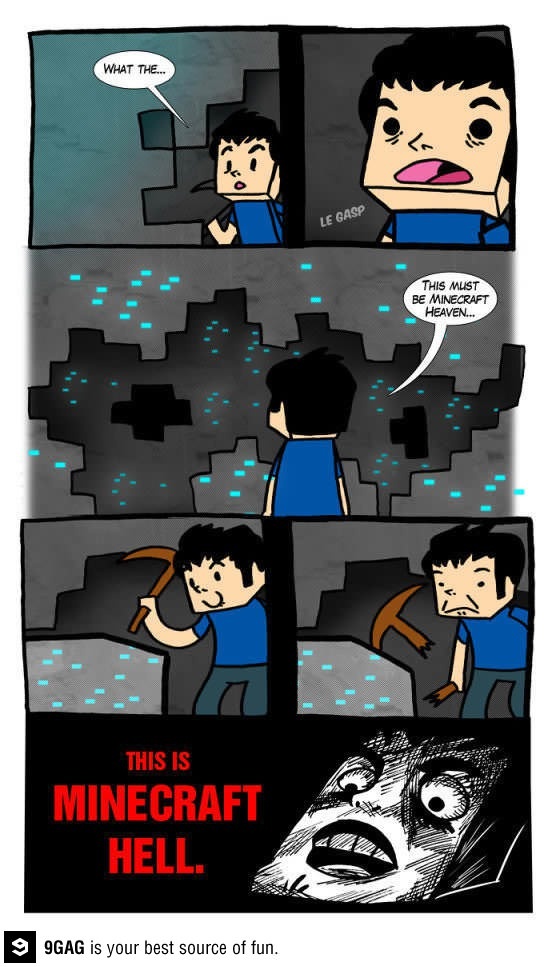 a comic strip with the words minecraft hell written on it and an image of a man