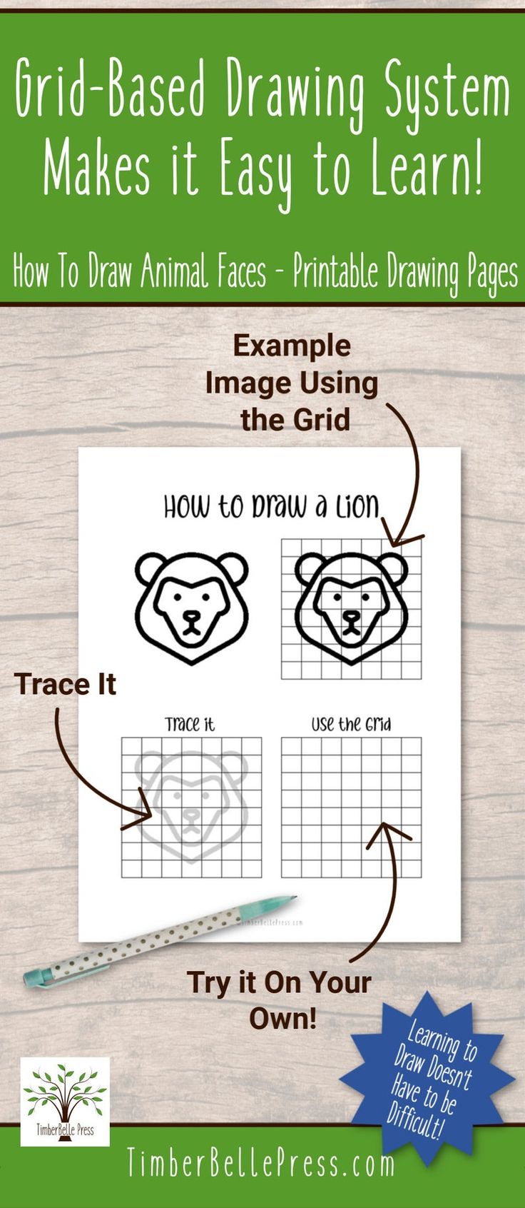 the grid - based drawing system makes it easy to learn how to draw animals