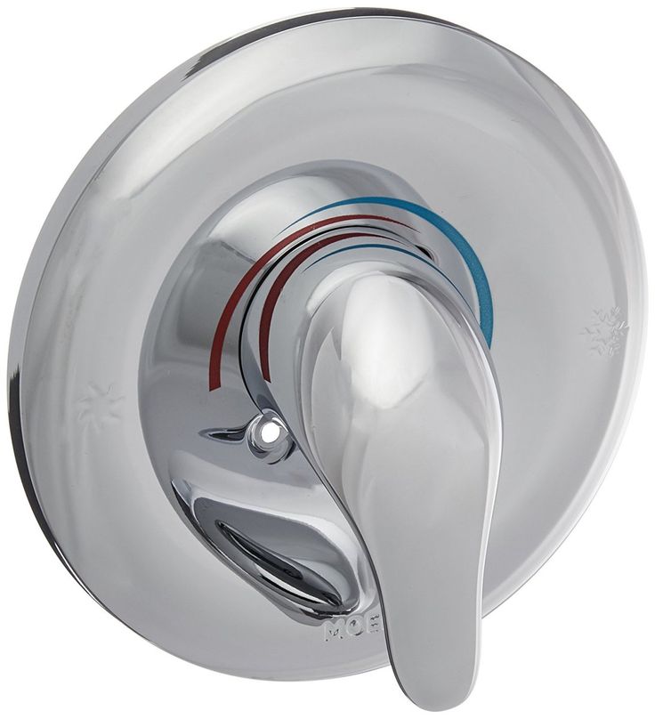 a chrome faucet with blue and red lines on it