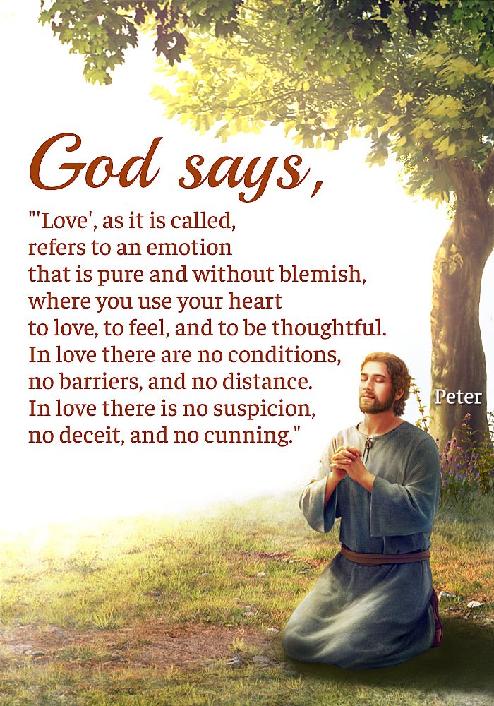 a man kneeling in front of a tree with the words god says, love as it is