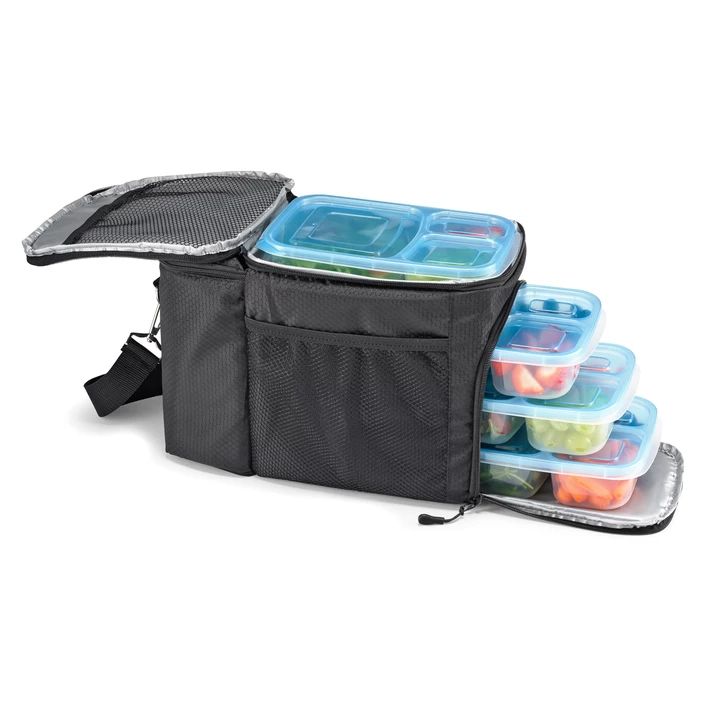 Meal Prep Bag with Set of 4 Reusable Meal Prep Containers – Fit & Fresh Portion Containers, Meal Prep Bag, Reusable Containers, Meal Prep Lunch, Prep Lunch, Reusable Lunch Bags, Gluten Free Egg Free, Healthy Grocery List, Prepped Lunches