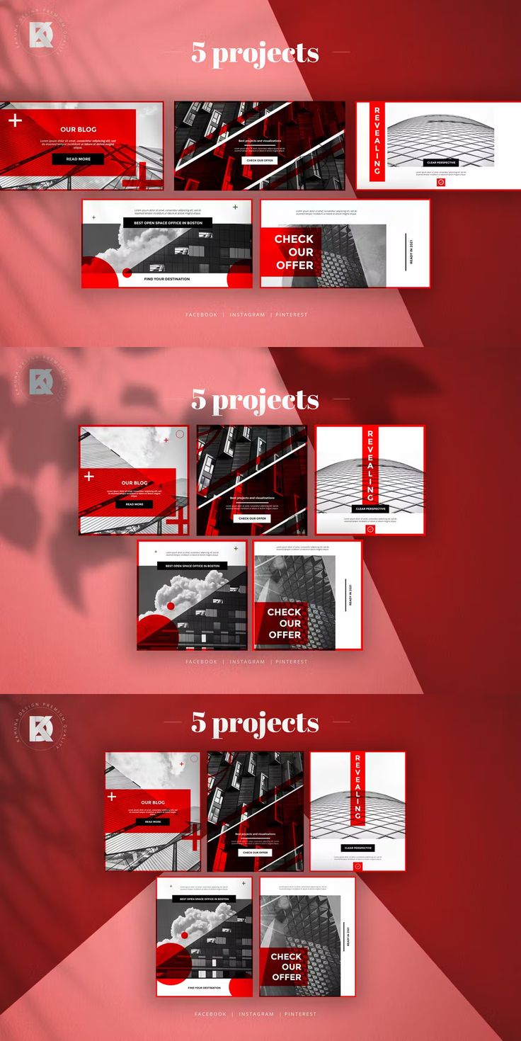 a red and white brochure is shown with the words project 5 on it