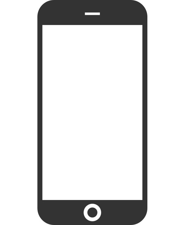 a black and white image of a cell phone with a blank screen on the front