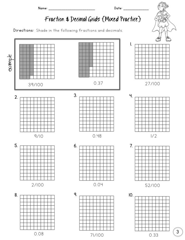 the worksheet for fraction numbers and grids to help students practice their math skills