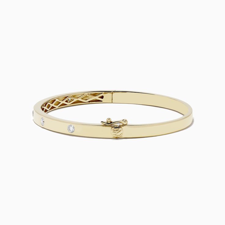 Effy D'Oro 14k Yellow Gold Bezel Set Diamond Bangle 0.35 TCW Classic Yellow Gold Bangle With Single Diamond, 14k Gold Bracelet For Anniversary, Anniversary Gold Bracelet In Yellow Gold With Single Diamond, Anniversary Yellow Gold Bracelet With Single Diamond, Anniversary Yellow Gold Bracelet With Diamond, Classic Gold Bangle With Single Diamond, Yellow Gold Bangle With Single Diamond, Classic Gold Bangle With Bezel Setting, Gold Classic Bangle With Bezel Setting