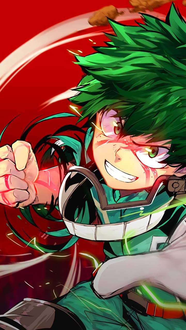 an anime character with green hair pointing at something