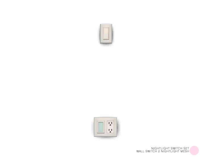 two electrical outlets are shown in the middle of a white wall with one light switch on it's side