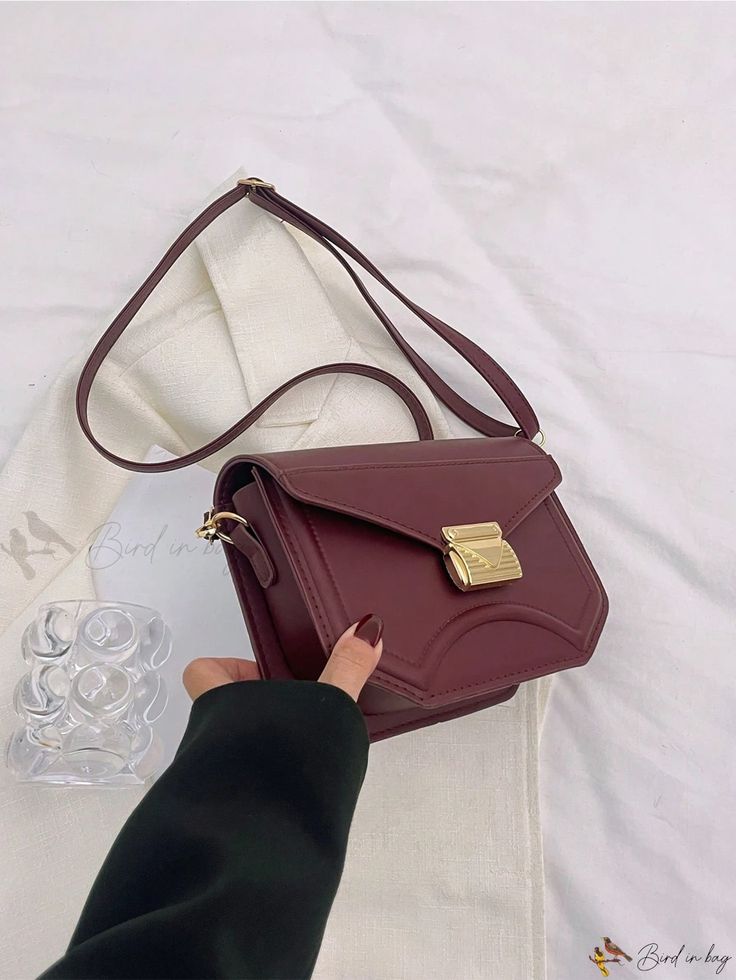 Bird in Bag - Exquisite Burgundy Handbag for Stylish Women with Multicolor Personality, Unique Shape - Perfect New Years Gift Beige Square Bag With Hasp Closure, Square Beige Bag With Hasp Closure, Elegant Crossbody School Bag, Square Bags With Hasp Closure For Shopping, Elegant School Shoulder Bag With Hasp Closure, Elegant School Bag With Removable Pouch, Elegant Shoulder Bag With Hasp Closure For School, Classic Large Capacity Burgundy Bag, Solid Color Tote Bag With Hasp Closure