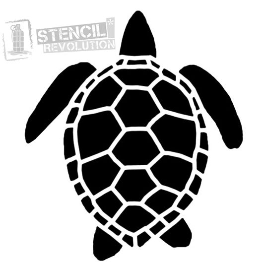 the stencil revolution logo with a turtle on it's back and bottom