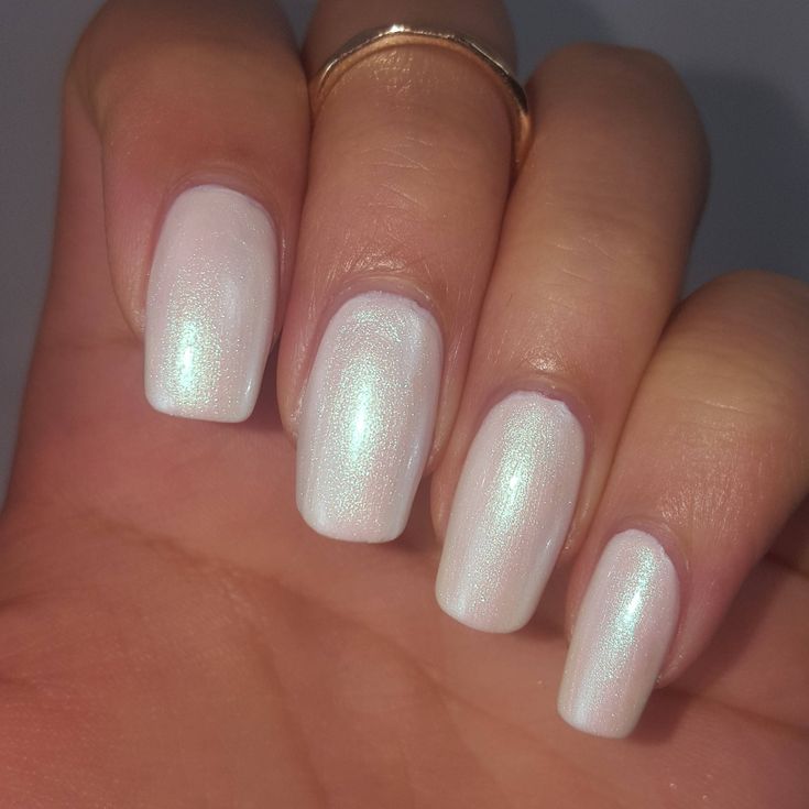 White PEARL IRIDESCENT Nail Polish DUO 5 Free Handmade Indie | Etsy Iridescent Nail Polish, White And Silver Nails, Shiny Nails, White Nail Polish, Pearl Nails, Indie Nail Polish, Silver Nails, Chrome Nails, Square Nails