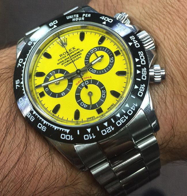 Rolex Daytona Steel Yellow & Black Face / Black Ceramic Bezel Rolex Daytona Watch, Daytona Watch, Rolex Milgauss, Used Rolex, Buy Rolex, Rolex Cosmograph Daytona, Rolex Explorer, Rolex Men, Fine Watches