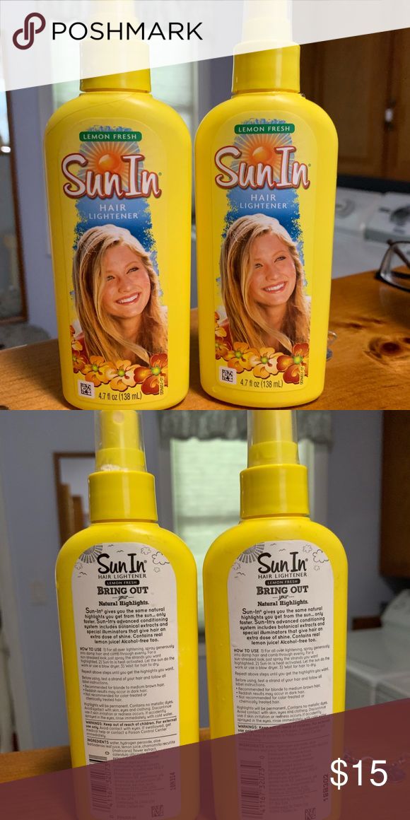 Sun In Hair Lightener Two bottles of sun- in hair lightener. Each is 4.7 fl oz but they are used.. one is full to the top though and the other is about half way full. Will package safely so no spills!! Other Sun In Hair Lightener, Sun In Hair, Hair Lightener, Natural Highlights, How To Lighten Hair, Childhood Memories, The Top, Sun, Bring It On