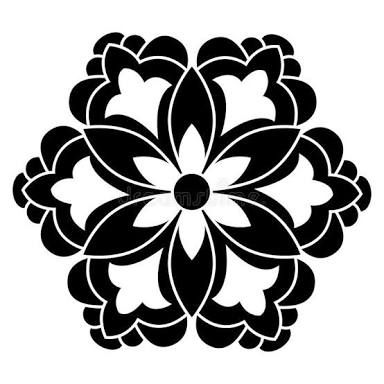 an abstract black and white flower design