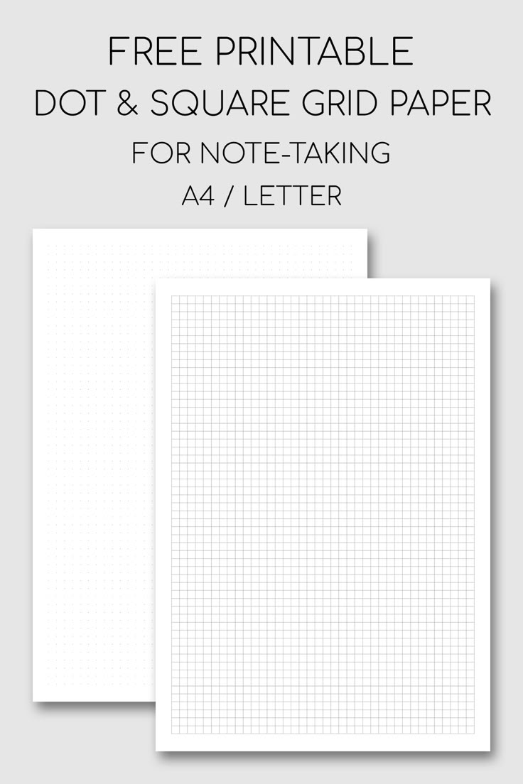 two square grid paper with the text free printable dot & square grid paper for note - taking a4 / letter