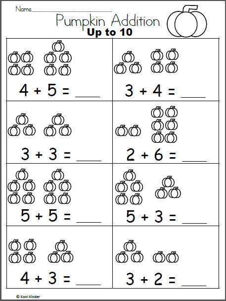 the worksheet for adding addition to an apple and pumpkin themed math practice sheet