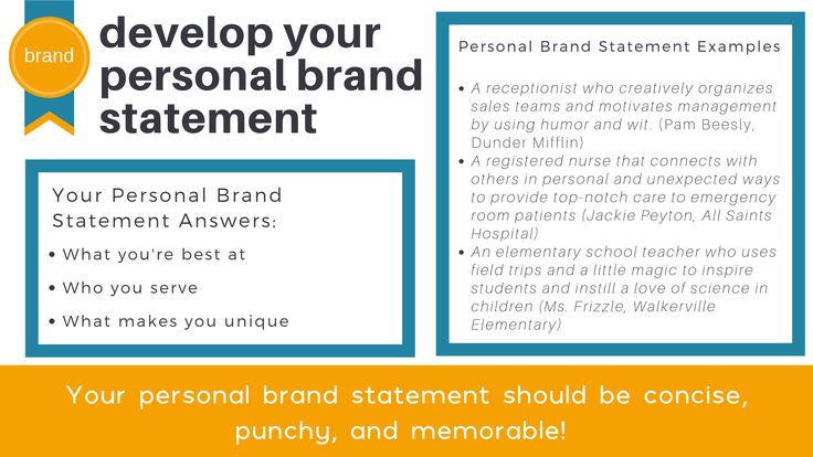 an advertisement for a personal brand statement