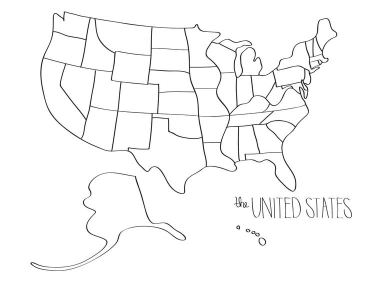 the united states is shown in black and white, as well as an outline map