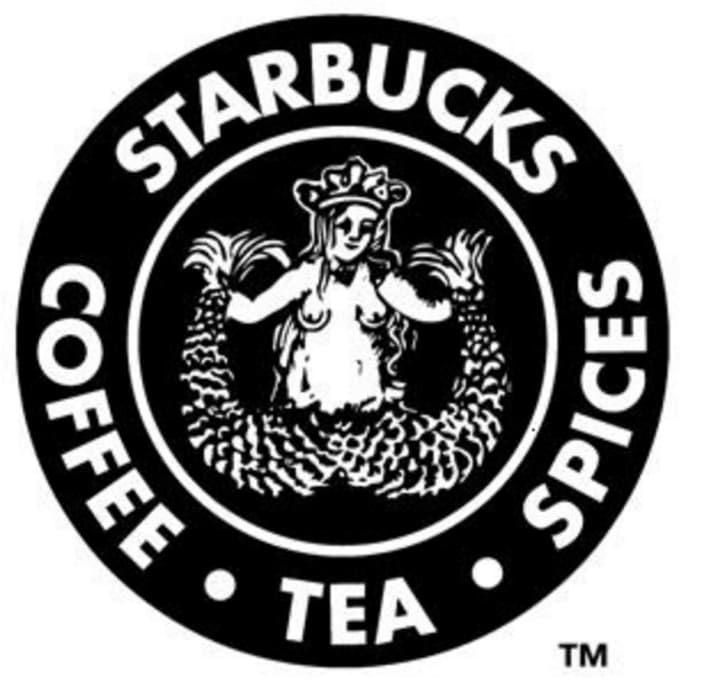 the starbuck's roasted coffee logo is shown in black and white, with an angel on it